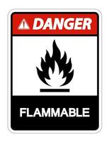 Danger Flammable Symbol Sign on white background vector