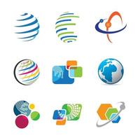 Global logo tech vector icon illustration