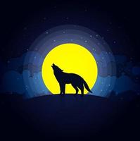 wolf howling at moonlight, Vector illustration concept.