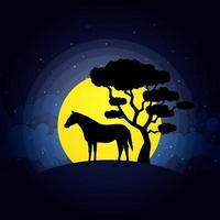 horse Wild West Moon night landscape background vector