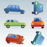 design with wrecked cars isolated Free Vector for Graphics