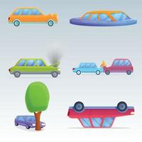 design with wrecked cars isolated Free Vector for Graphics