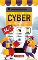 concepto de cartel de venta cyber monday vector