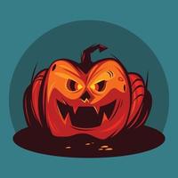 Scary pumpkins in the dark vector