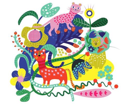 Pattern abstract cute tiger in the forest
