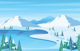Winter Scenery Panorama Background Concept vector