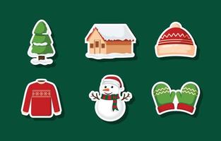 Winter Element Stickers Collection vector