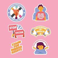 Human Rights Sticker Set vector