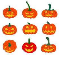 set of spooky pumpkins. vector illustration