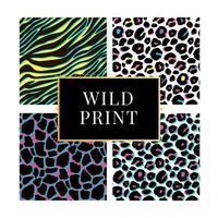 A collection of four different animal wild print backgrounds. Eps 10 Vector. Set vector