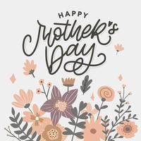 Elegant greeting card design with stylish text Mother s Day on colorful flowers decorated background. vector