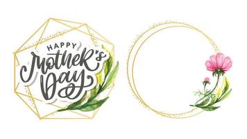 Elegant greeting card design with stylish text Mother s Day on colorful flowers decorated background. vector