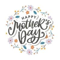 Elegant greeting card design with stylish text Mother s Day on colorful flowers decorated background. vector