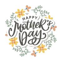 Elegant greeting card design with stylish text Mother s Day on colorful flowers decorated background. vector