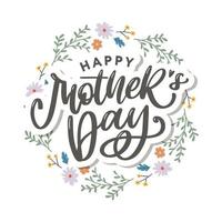 Elegant greeting card design with stylish text Mother s Day on colorful flowers decorated background. vector