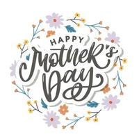 Elegant greeting card design with stylish text Mother s Day on colorful flowers decorated background. vector