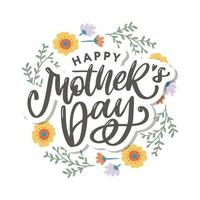 Elegant greeting card design with stylish text Mother s Day on colorful flowers decorated background. vector