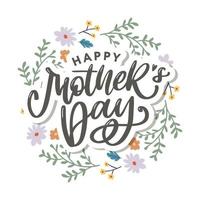 Elegant greeting card design with stylish text Mother s Day on colorful flowers decorated background. vector