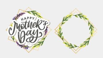 Elegant greeting card design with stylish text Mother s Day on colorful flowers decorated background. vector