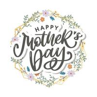 Elegant greeting card design with stylish text Mother s Day on colorful flowers decorated background. vector