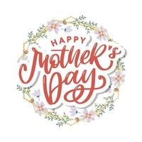 Elegant greeting card design with stylish text Mother s Day on colorful flowers decorated background. vector