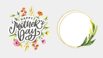 Elegant greeting card design with stylish text Mother s Day on colorful flowers decorated background. vector