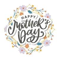 Elegant greeting card design with stylish text Mother s Day on colorful flowers decorated background. vector