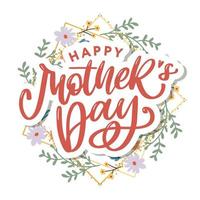 Elegant greeting card design with stylish text Mother s Day on colorful flowers decorated background. vector