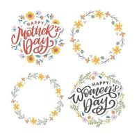 Elegant greeting card design with stylish text Mother s Day on colorful flowers decorated background. vector