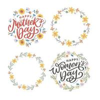 Elegant greeting card design with stylish text Mother s Day on colorful flowers decorated background. vector