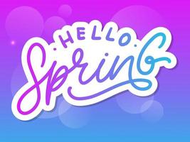 Hello Spring Flowers Text Background Frame lettering slogan vector