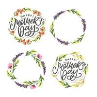 Elegant greeting card design with stylish text Mother s Day on colorful flowers decorated background. vector