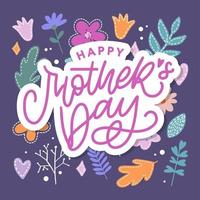 Elegant greeting card design with stylish text Mother s Day on colorful flowers decorated background. vector