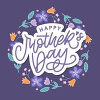 Elegant greeting card design with stylish text Mother s Day on colorful flowers decorated background. vector