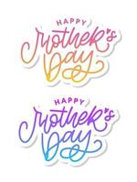 letras del día de la madre feliz. Ilustración de vector de caligrafía hecha a mano. tarjeta del dia de la madre con corazon