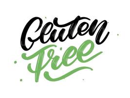 Gluten free label. Hand drawn brush lettering. Logo, badge template for healthy food stores and markets. vector