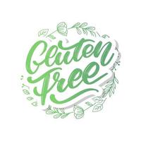 Gluten free label. Hand drawn brush lettering. Logo, badge template for healthy food stores and markets. vector