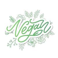 ilustración vectorial, diseño de alimentos. letras escritas a mano para restaurante, menú de cafetería. elementos vectoriales para etiquetas, logotipos, insignias, pegatinas o iconos. colección caligráfica y tipográfica. menú vegano vector