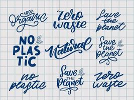 100 establecer caligrafía de lema de ilustración de sello de letras de vector natural