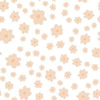 Vector floral pattern in doodle style with flowers and leaves. Gentle, spring floral background.