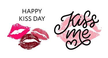 kiss me hand lettering scalable and editable vector illustration lips