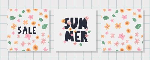 summer sale banner with flowers letter vector