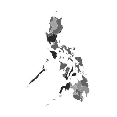 Gray Divided Map of Philippines