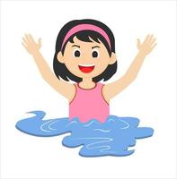 swimming child character vector