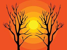 autumn twigs background, tree in sunset, background sunset, twigs autumn vector