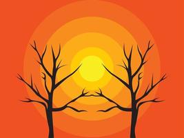 silhouette of a tree, tree in sunset, autumn background vector