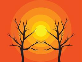 silueta de un árbol, árbol al atardecer, fondo de otoño vector