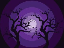 Fondo de árbol de ramitas, fondo de halloween con un árbol, halloween, árbol de miedo en la noche vector