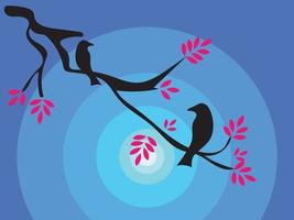 birds on a branch, birds on tree, summer, autumn, tree with leaf and birds vector