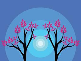 tree with moon, tree in sky blue, moon background vector